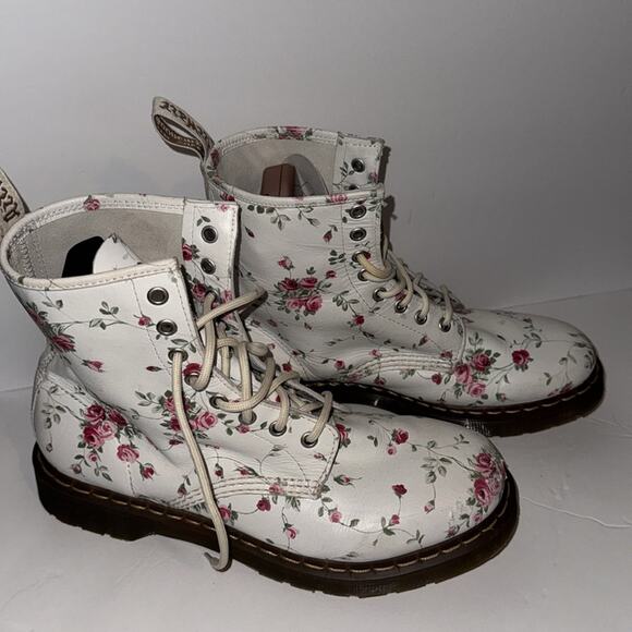 Dr.Martens 1460 Rare Portland Rose White Floral Boots - Picture 5 of 9